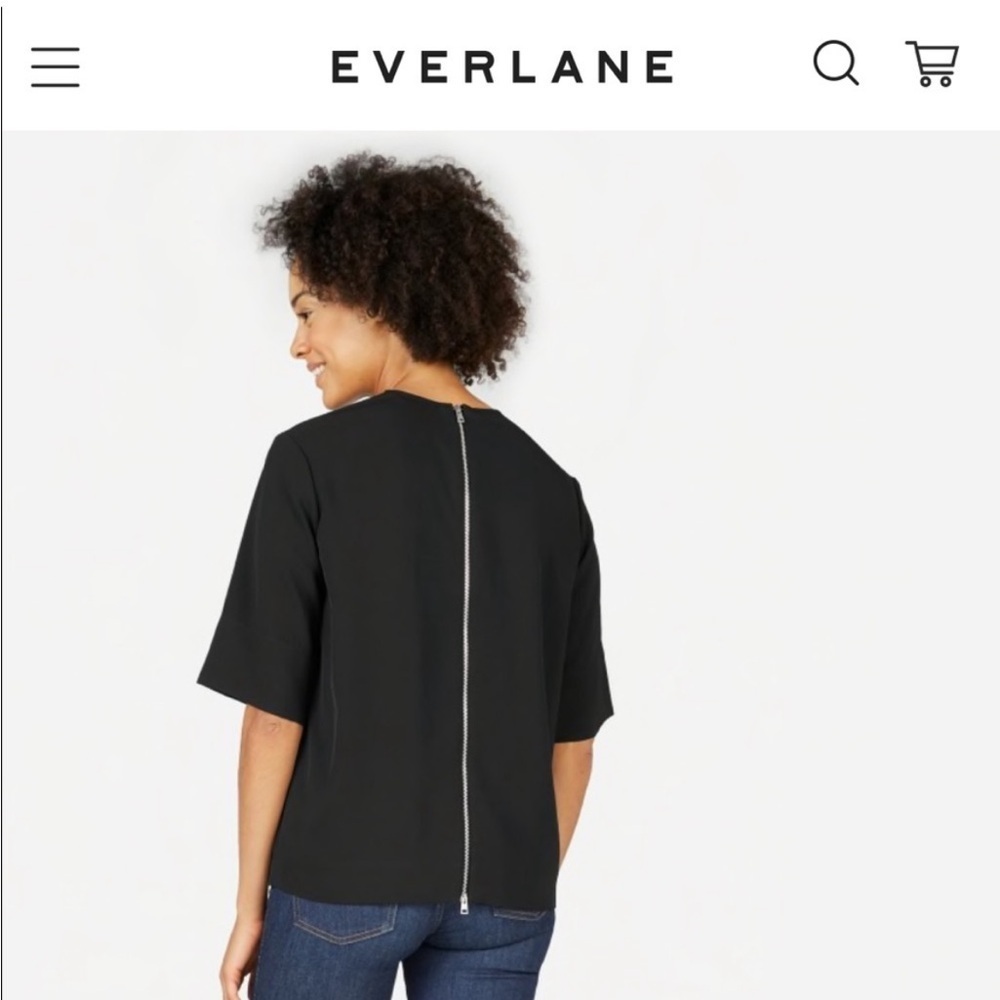 New Everlane back zip top Japanese goweave blouse work solid contemporary modern